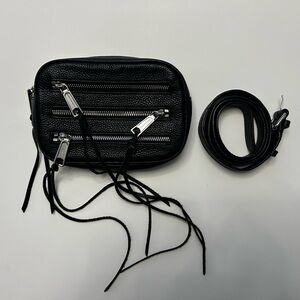 Rebecca Minkoff Black Leather Belt Bag with Zipper Details